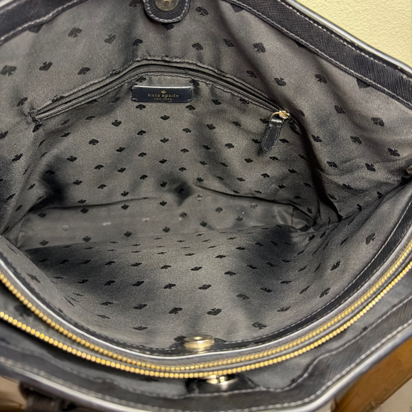 Women's Kate Spade Black Saffiano Leather Tote Bag One Size - Picture 6 of 8